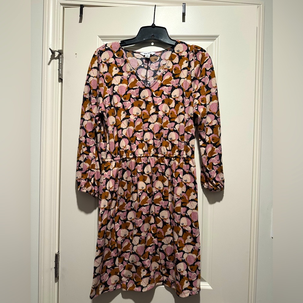 Nine West Pink and Brown Floral Dress